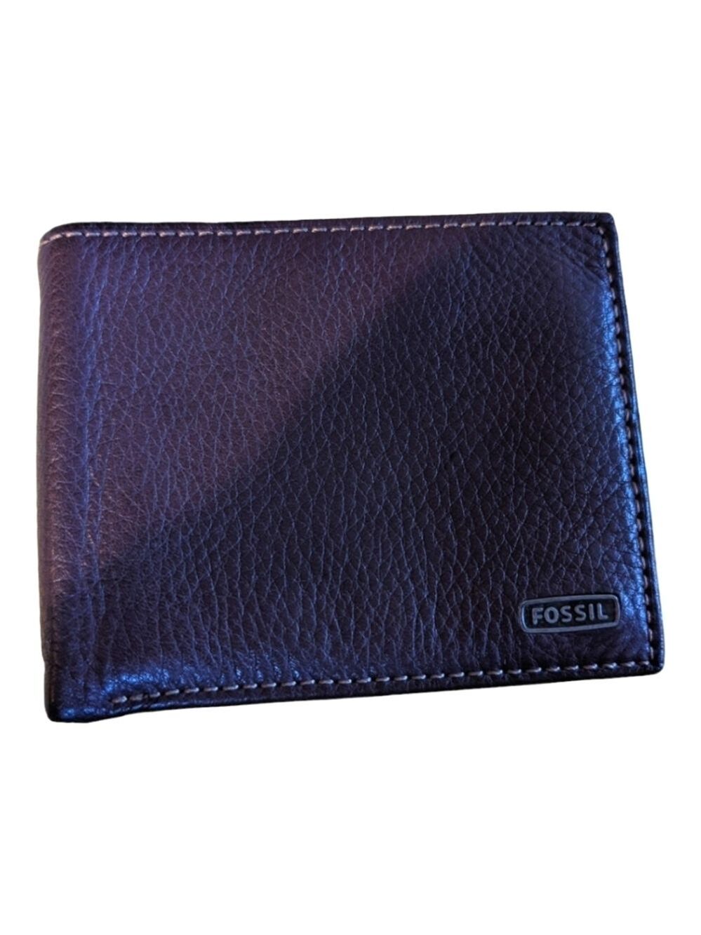 Fossil Pebbled Brown Leather Bi-fold Wallet EUC